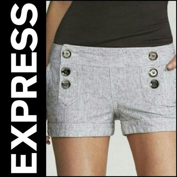 Express Gray Linen Sailor Shorts - Size 8 - Picture 2 of 16